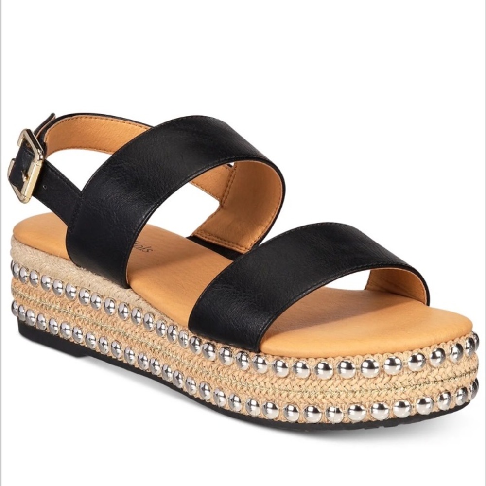 NWT Seven Dials Espadrille Black Flat Wedge/Sandal